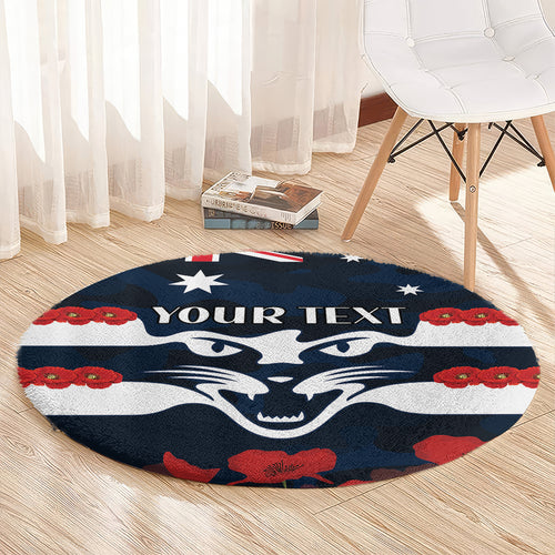 Custom Cats Football Round Carpet ANZAC Lest We Forget