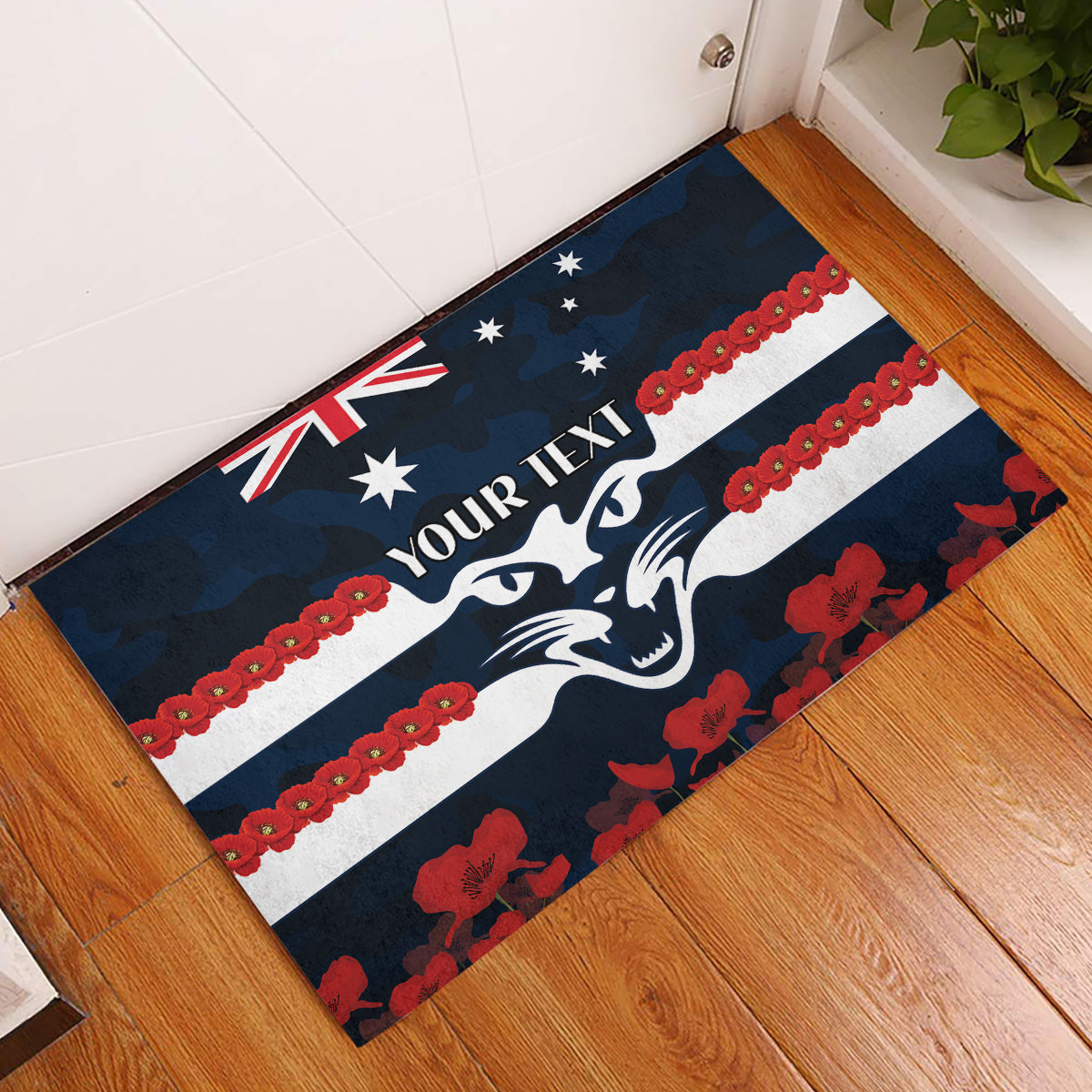 Custom Cats Football Rubber Doormat ANZAC Lest We Forget