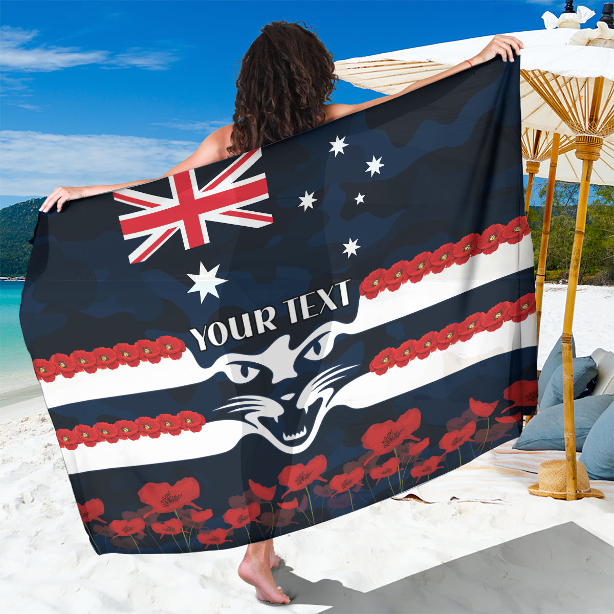 Custom Cats Football Sarong ANZAC Lest We Forget