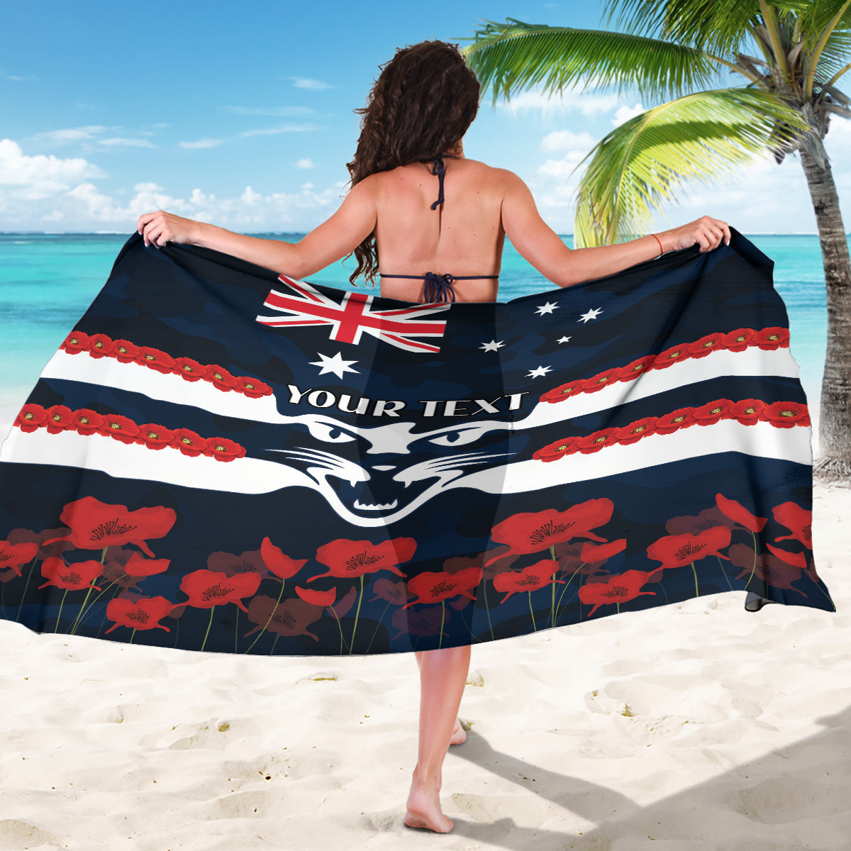 Custom Cats Football Sarong ANZAC Lest We Forget