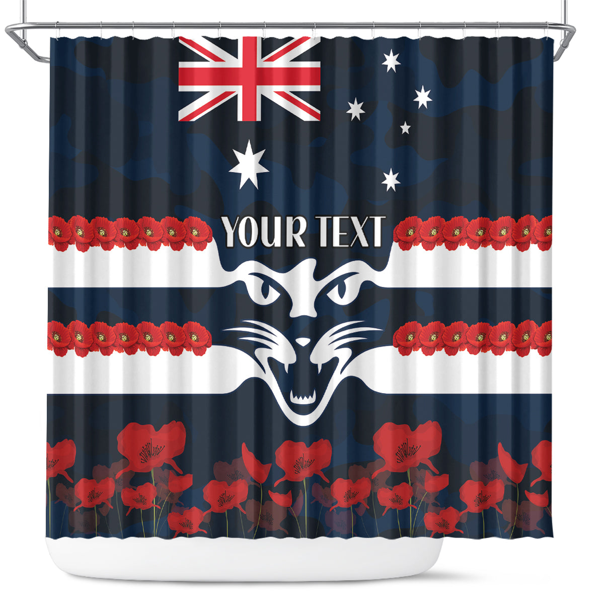 Custom Cats Football Shower Curtain ANZAC Lest We Forget