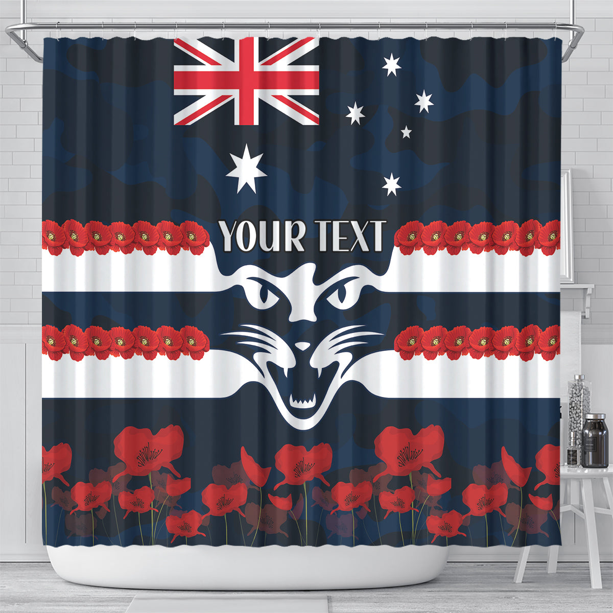 Custom Cats Football Shower Curtain ANZAC Lest We Forget