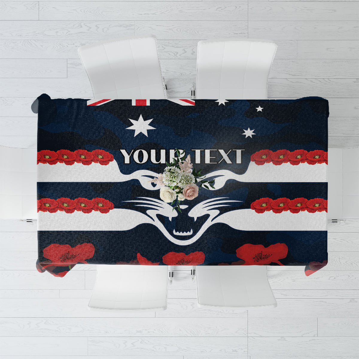 Custom Cats Football Tablecloth ANZAC Lest We Forget