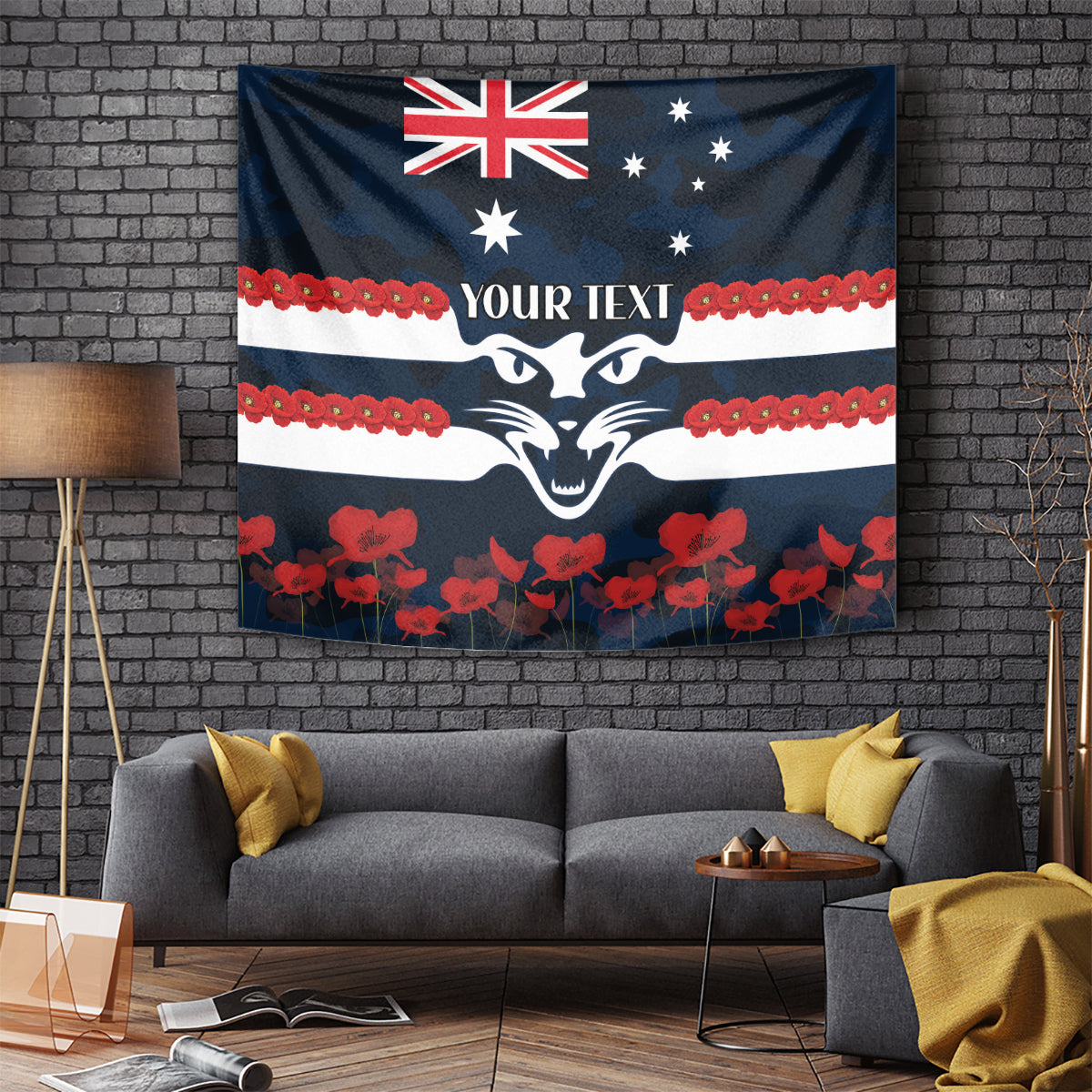 Custom Cats Football Tapestry ANZAC Lest We Forget