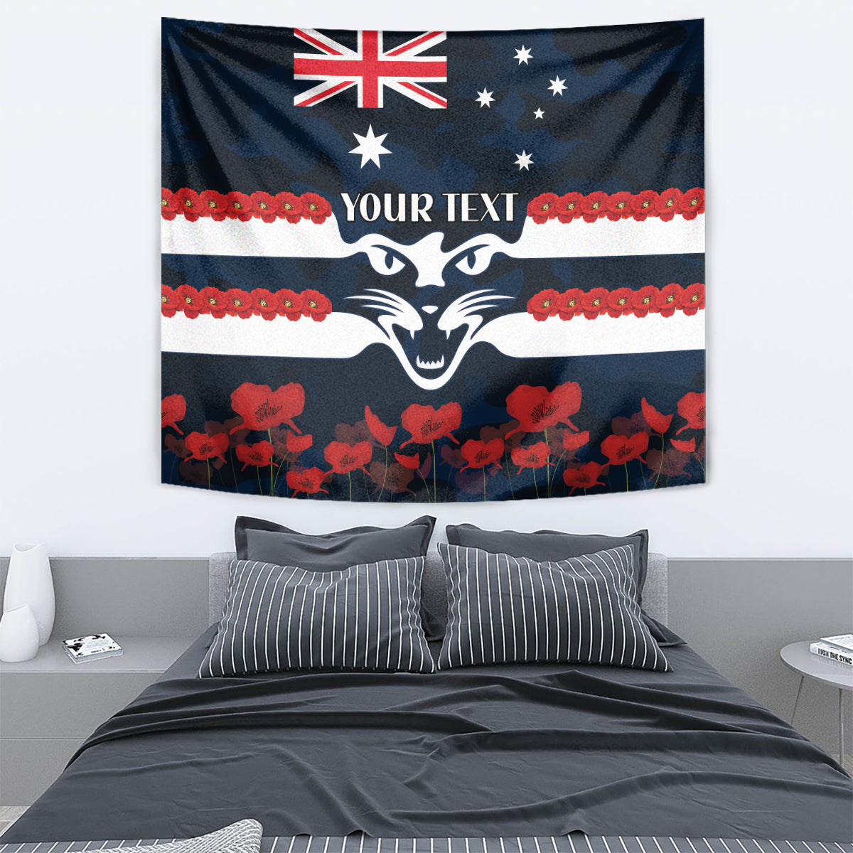 Custom Cats Football Tapestry ANZAC Lest We Forget