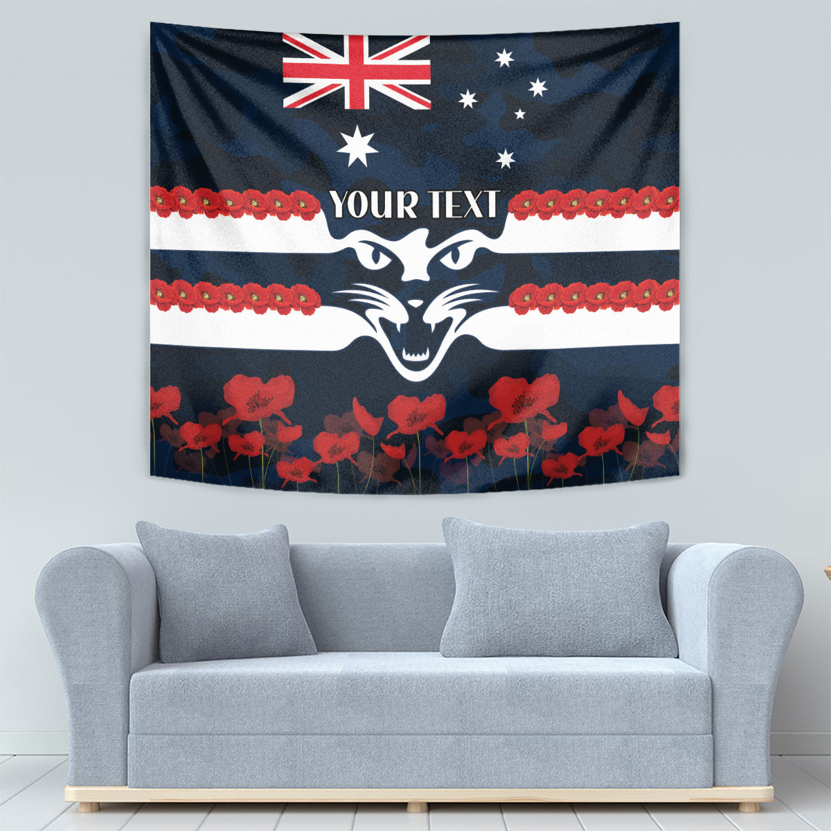 Custom Cats Football Tapestry ANZAC Lest We Forget