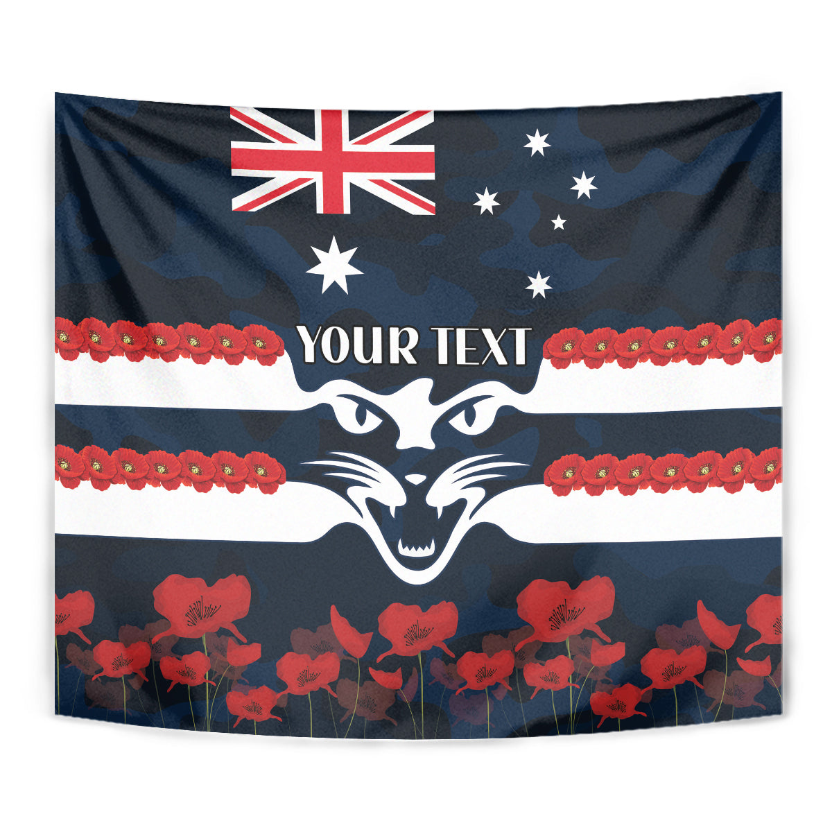 Custom Cats Football Tapestry ANZAC Lest We Forget