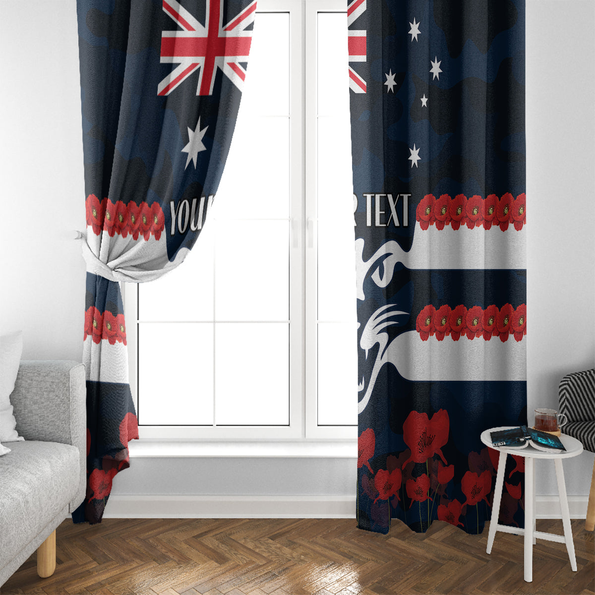 Custom Cats Football Window Curtain ANZAC Lest We Forget
