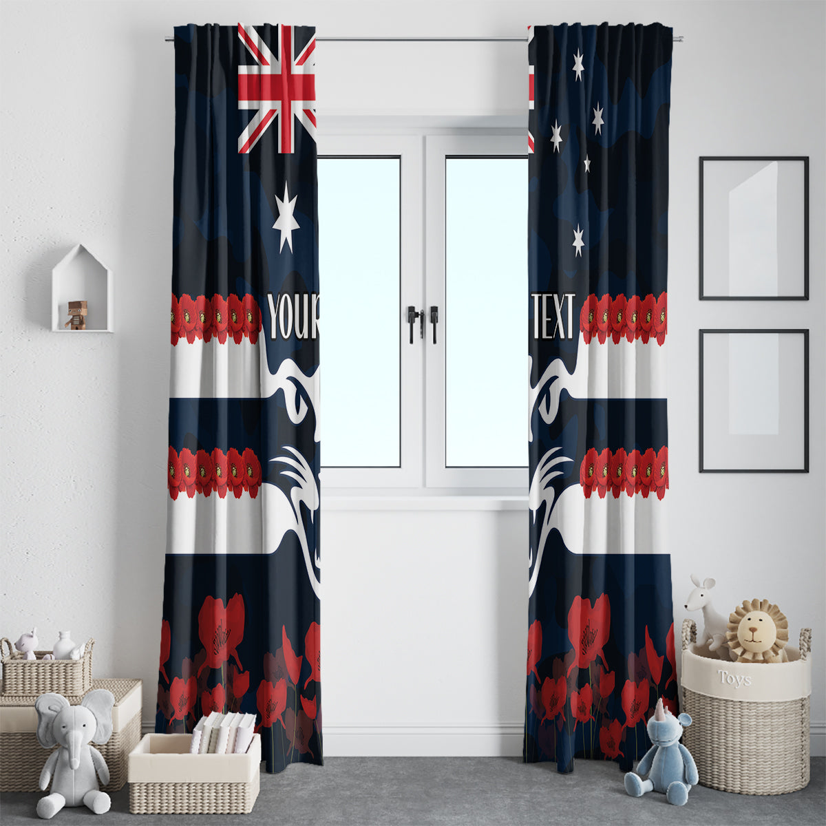 Custom Cats Football Window Curtain ANZAC Lest We Forget