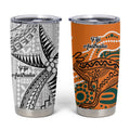 Australia-Fiji Palm and Kangaroo Tumbler Cup Polynesia Tapa Mixed Indigenous Aboriginal