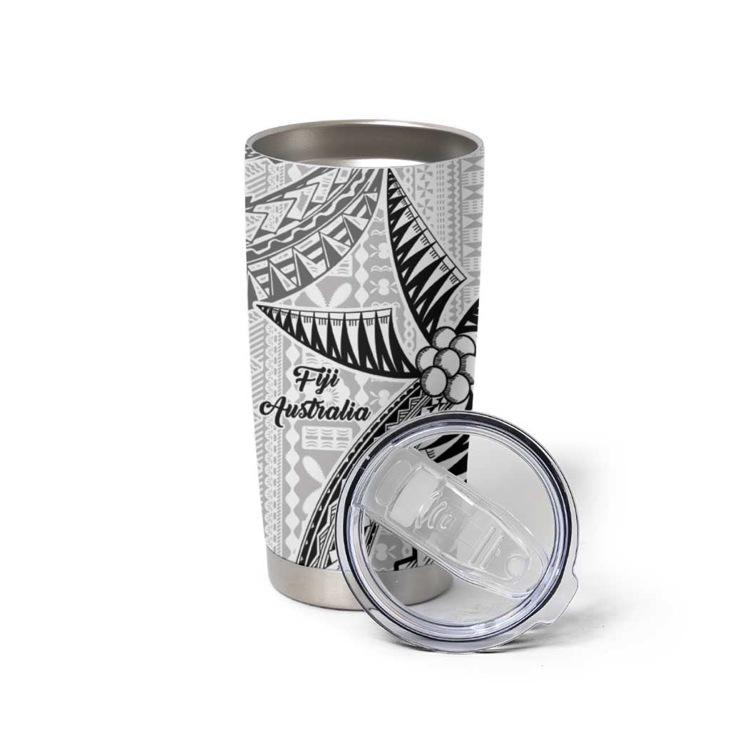 Australia-Fiji Palm and Kangaroo Tumbler Cup Polynesia Tapa Mixed Indigenous Aboriginal