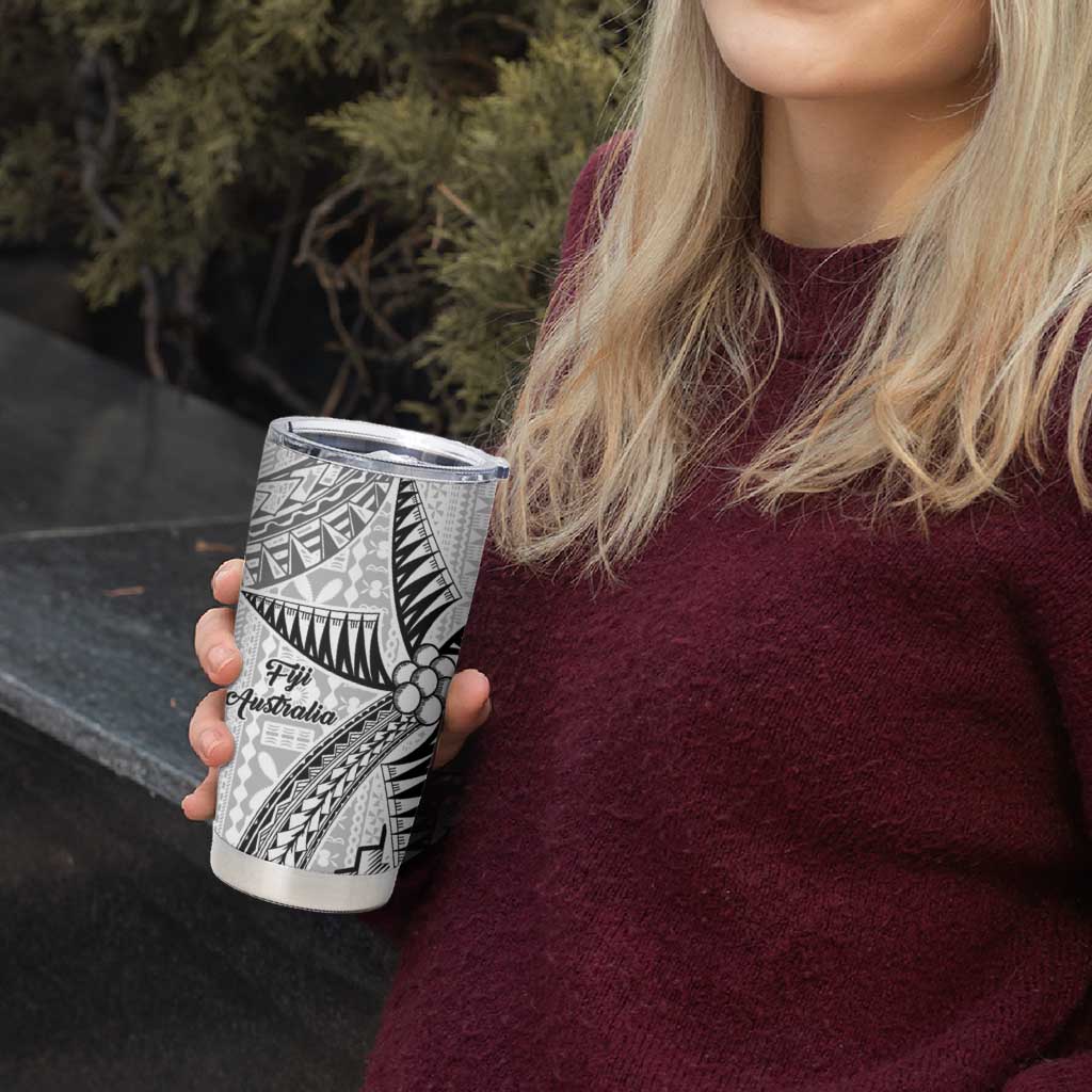 Australia-Fiji Palm and Kangaroo Tumbler Cup Polynesia Tapa Mixed Indigenous Aboriginal