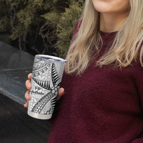 Australia-Fiji Palm and Kangaroo Tumbler Cup Polynesia Tapa Mixed Indigenous Aboriginal