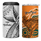 Australia-Fiji Palm and Kangaroo Custom 4 in 1 Can Cooler Tumbler Polynesia Tapa Mixed Indigenous Aboriginal LT9