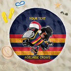 AFL Adelaide Christmas Personalised Beach Blanket with Crows Mascot