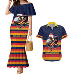 AFL Adelaide Christmas Personalised Couples Matching Mermaid Dress and Hawaiian Shirt with Crows Mascot