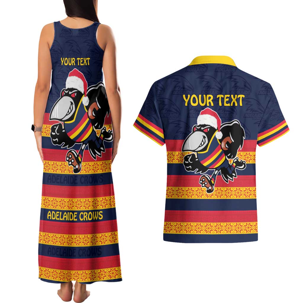 AFL Adelaide Christmas Personalised Couples Matching Tank Maxi Dress and Hawaiian Shirt with Crows Mascot