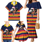 AFL Adelaide Christmas Personalised Family Matching Mermaid Dress and Hawaiian Shirt with Crows Mascot