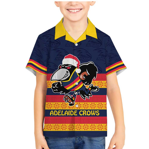 AFL Adelaide Christmas Personalised Family Matching Mermaid Dress and Hawaiian Shirt with Crows Mascot