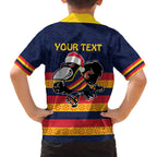 AFL Adelaide Christmas Personalised Family Matching Off The Shoulder Long Sleeve Dress and Hawaiian Shirt with Crows Mascot