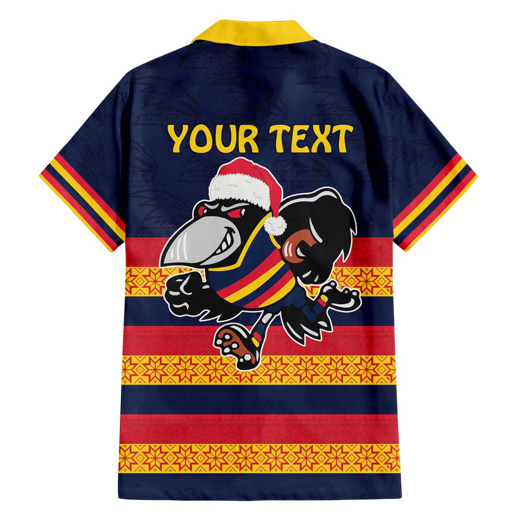 AFL Adelaide Christmas Personalised Family Matching Off The Shoulder Long Sleeve Dress and Hawaiian Shirt with Crows Mascot