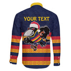 AFL Adelaide Christmas Personalised Family Matching Off The Shoulder Long Sleeve Dress and Hawaiian Shirt with Crows Mascot