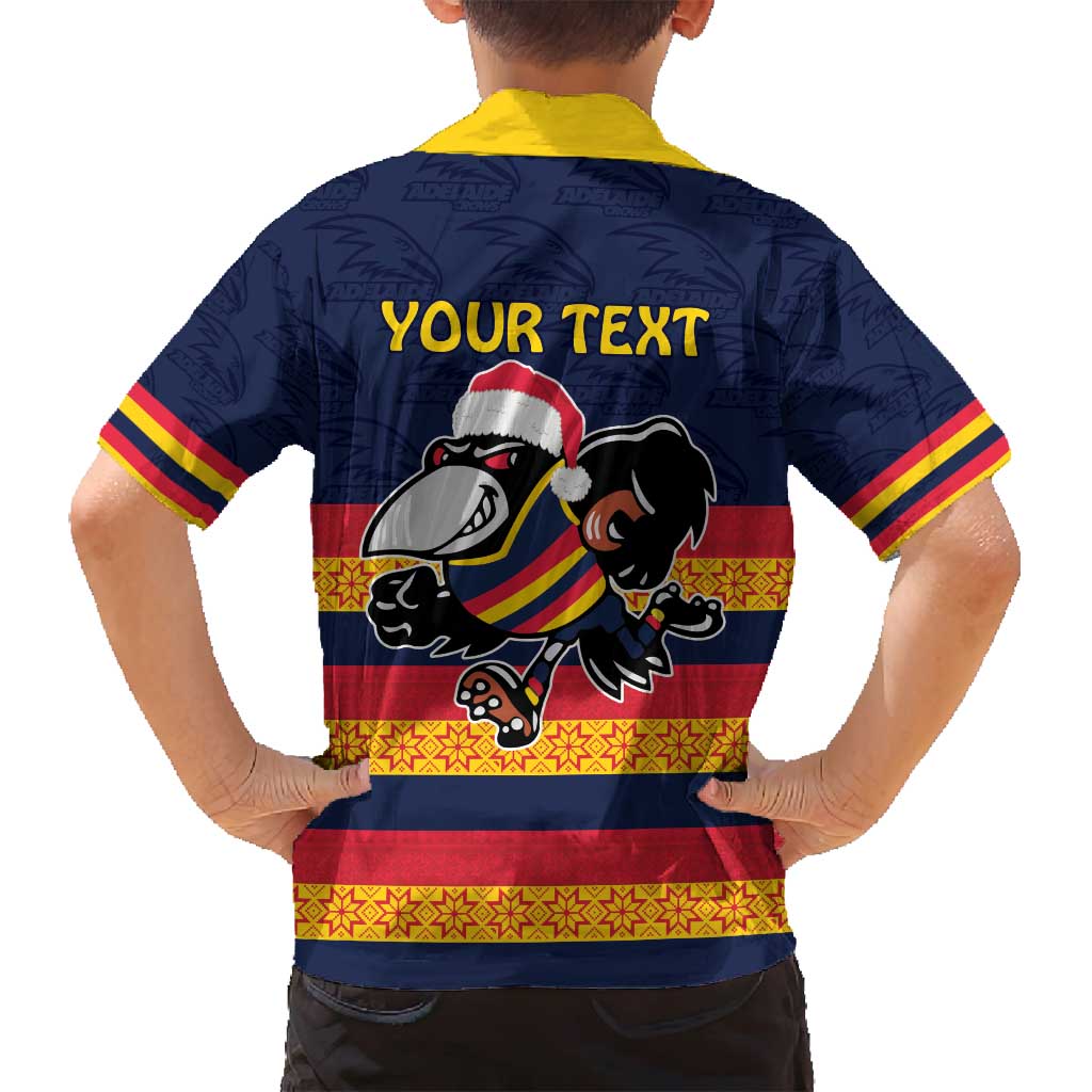 AFL Adelaide Christmas Personalised Family Matching Off Shoulder Maxi Dress and Hawaiian Shirt with Crows Mascot
