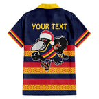 AFL Adelaide Christmas Personalised Family Matching Off Shoulder Maxi Dress and Hawaiian Shirt with Crows Mascot