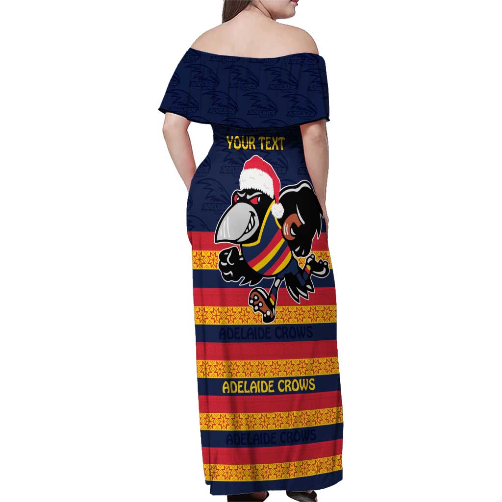 AFL Adelaide Christmas Personalised Family Matching Off Shoulder Maxi Dress and Hawaiian Shirt with Crows Mascot
