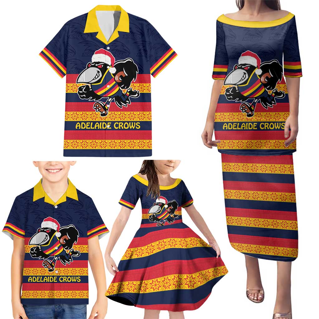 AFL Adelaide Christmas Personalised Family Matching Puletasi and Hawaiian Shirt with Crows Mascot