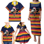 AFL Adelaide Christmas Personalised Family Matching Puletasi and Hawaiian Shirt with Crows Mascot