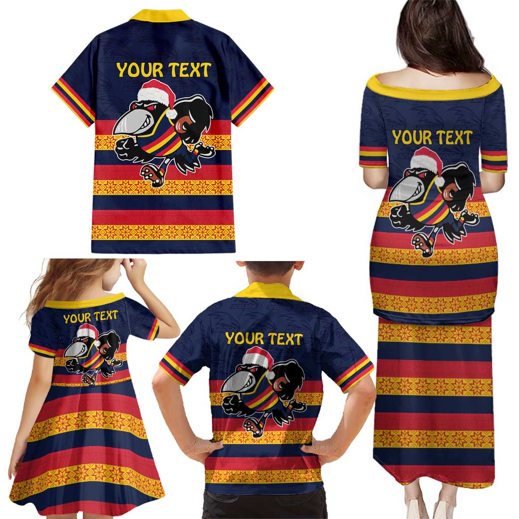 AFL Adelaide Christmas Personalised Family Matching Puletasi and Hawaiian Shirt with Crows Mascot