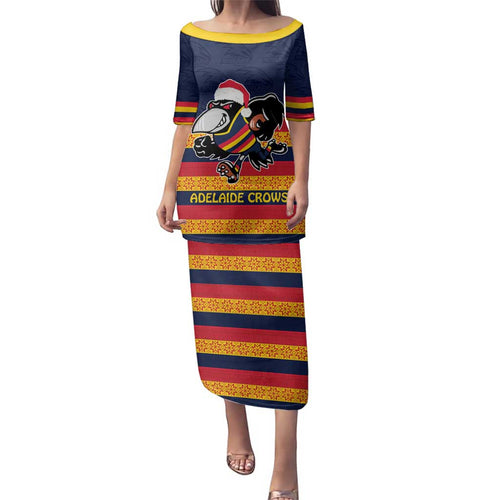 AFL Adelaide Christmas Personalised Family Matching Puletasi and Hawaiian Shirt with Crows Mascot