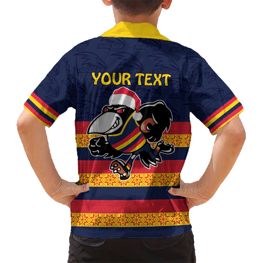 AFL Adelaide Christmas Personalised Family Matching Short Sleeve Bodycon Dress and Hawaiian Shirt with Crows Mascot