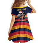 AFL Adelaide Christmas Personalised Family Matching Short Sleeve Bodycon Dress and Hawaiian Shirt with Crows Mascot