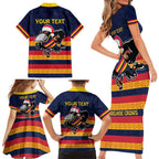 AFL Adelaide Christmas Personalised Family Matching Short Sleeve Bodycon Dress and Hawaiian Shirt with Crows Mascot