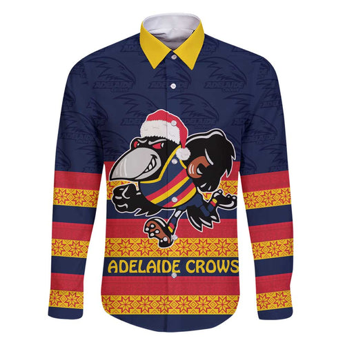AFL Adelaide Christmas Personalised Family Matching Short Sleeve Bodycon Dress and Hawaiian Shirt with Crows Mascot