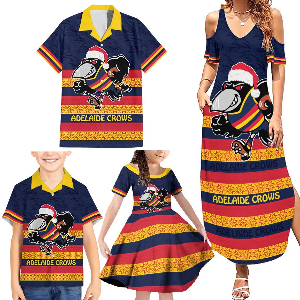 AFL Adelaide Christmas Personalised Family Matching Summer Maxi Dress and Hawaiian Shirt with Crows Mascot