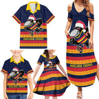 AFL Adelaide Christmas Personalised Family Matching Summer Maxi Dress and Hawaiian Shirt with Crows Mascot