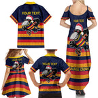 AFL Adelaide Christmas Personalised Family Matching Summer Maxi Dress and Hawaiian Shirt with Crows Mascot