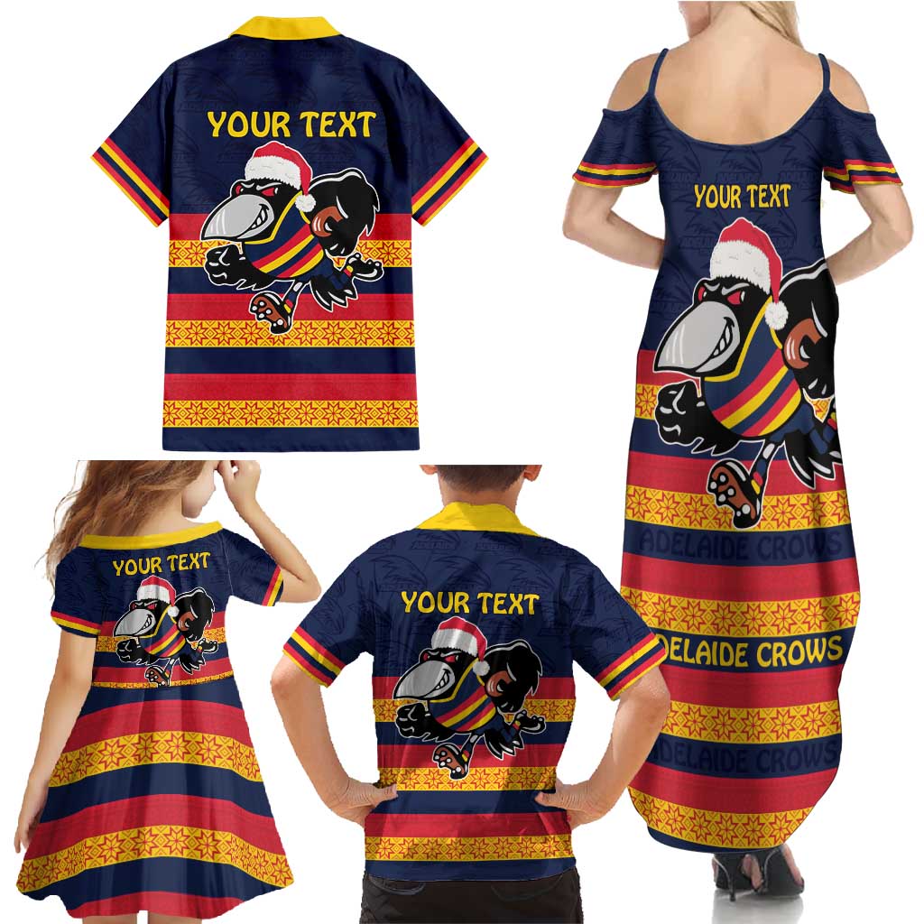 AFL Adelaide Christmas Personalised Family Matching Summer Maxi Dress and Hawaiian Shirt with Crows Mascot