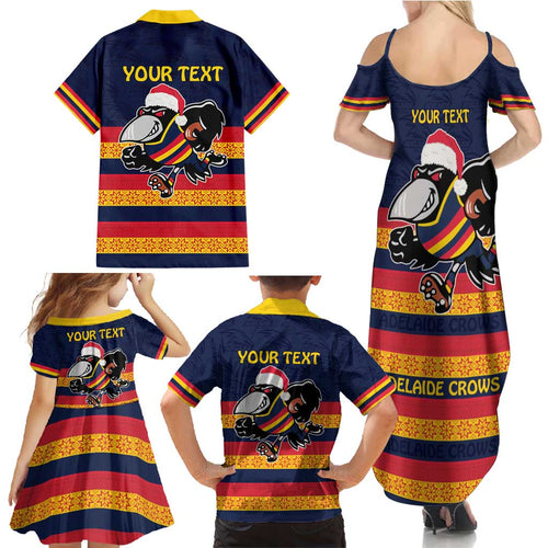 AFL Adelaide Christmas Personalised Family Matching Summer Maxi Dress and Hawaiian Shirt with Crows Mascot