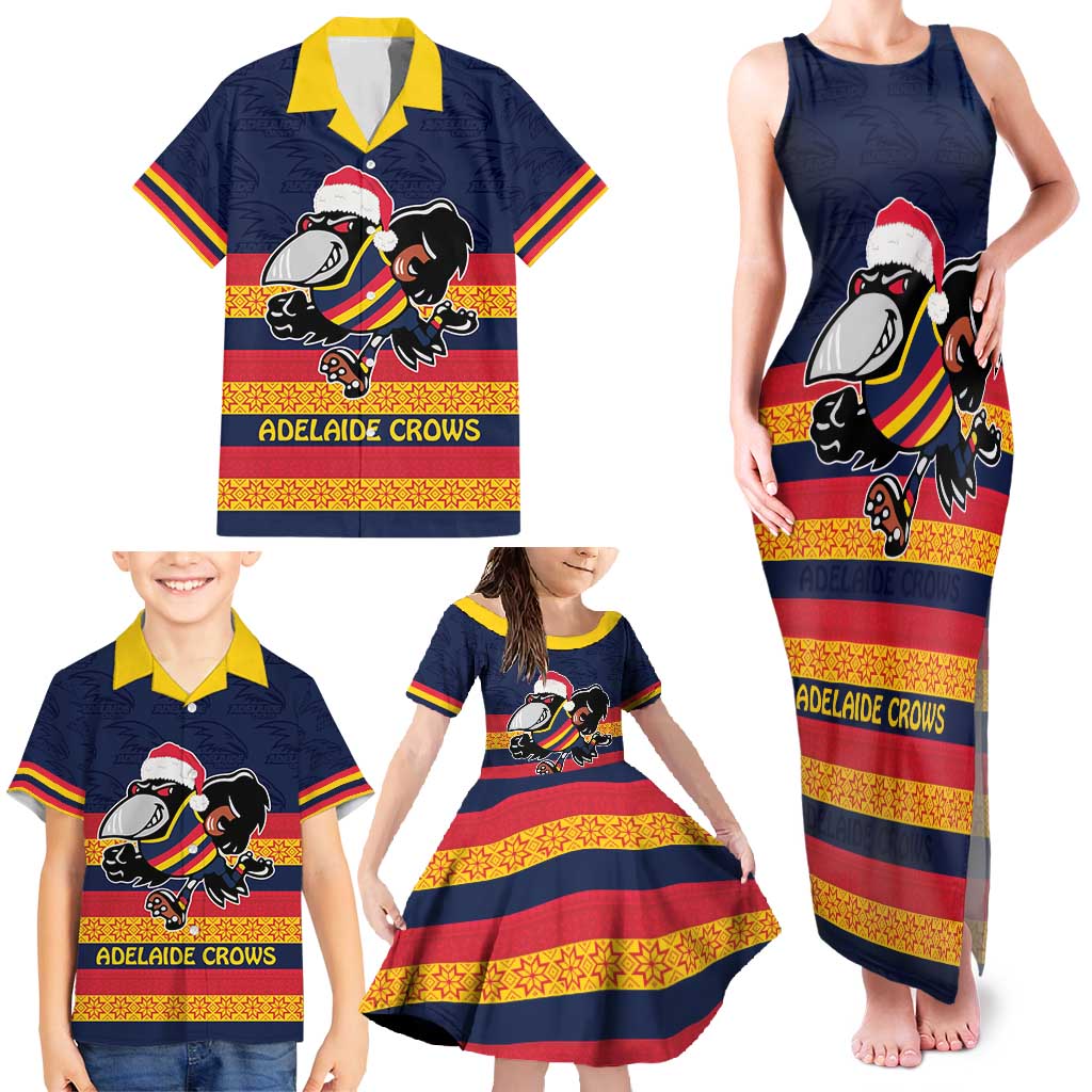 AFL Adelaide Christmas Personalised Family Matching Tank Maxi Dress and Hawaiian Shirt with Crows Mascot
