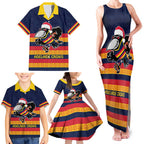 AFL Adelaide Christmas Personalised Family Matching Tank Maxi Dress and Hawaiian Shirt with Crows Mascot