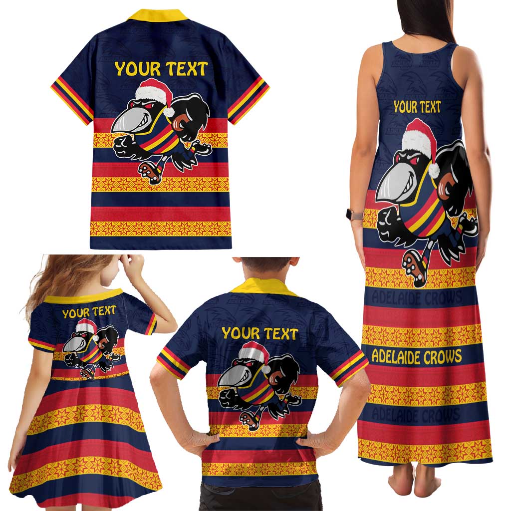 AFL Adelaide Christmas Personalised Family Matching Tank Maxi Dress and Hawaiian Shirt with Crows Mascot