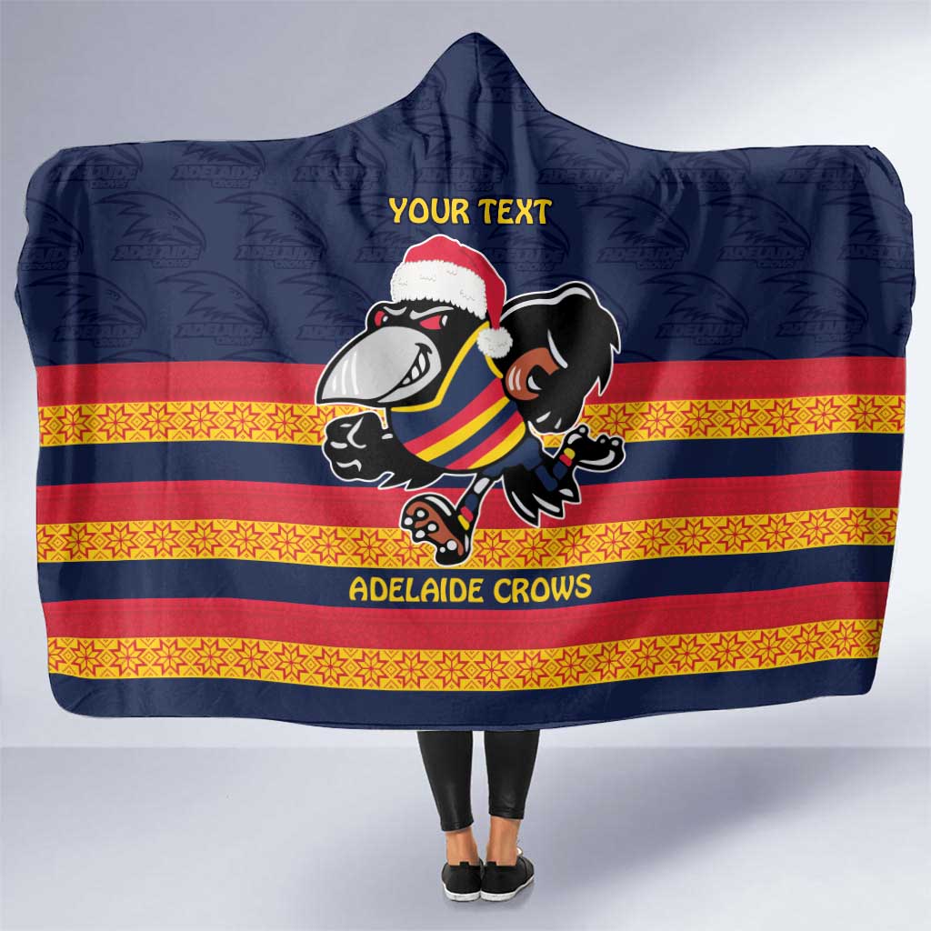 AFL Adelaide Christmas Personalised Hooded Blanket with Crows Mascot