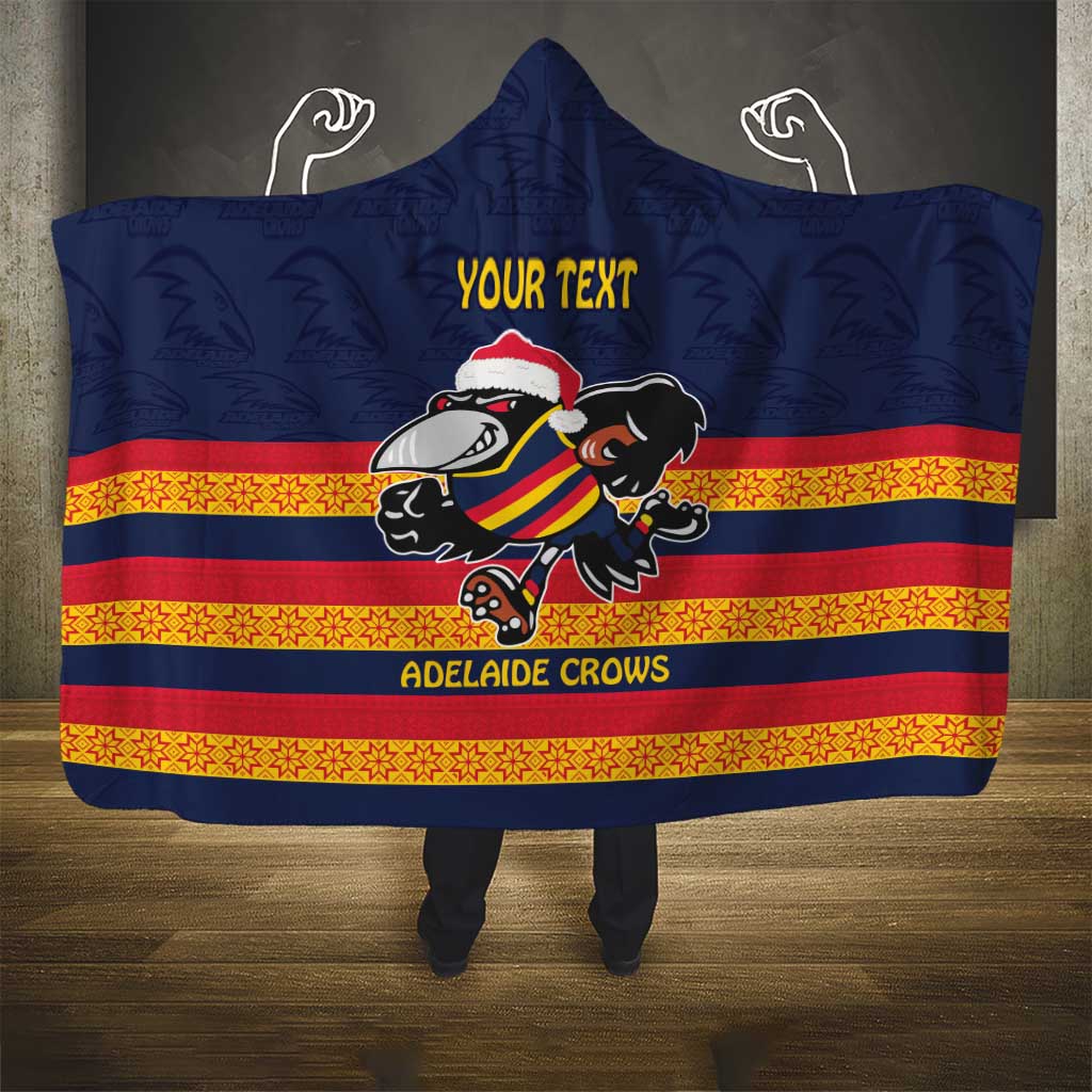 AFL Adelaide Christmas Personalised Hooded Blanket with Crows Mascot