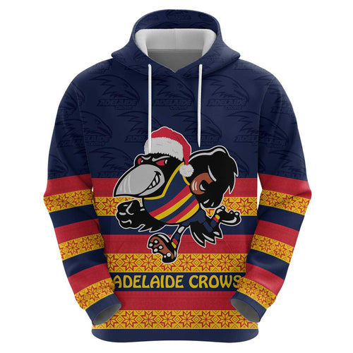 AFL Adelaide Christmas Personalised Hoodie with Crows Mascot