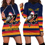 AFL Adelaide Christmas Personalised Hoodie Dress with Crows Mascot