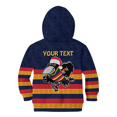AFL Adelaide Christmas Personalised Kid Hoodie with Crows Mascot